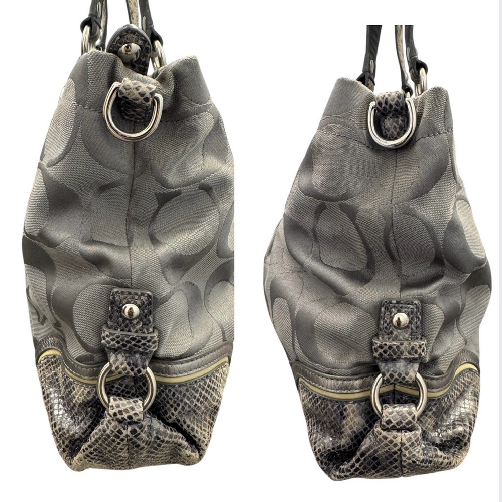 Coach Gray Ashley Signature Spectator Opt Art Snake Skin Trim Shoulder Handbag - Picture 2 of 10